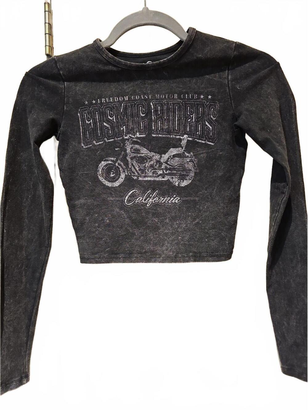 Hollister  California Customs Motorcycle Cropped Biker Long Sleeve Tee  Moto XXS